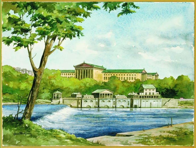 Philadelphia Water Works & Art Museum” Note Cards | The Bruce Montgomery Foundation For The Arts - Bmfa